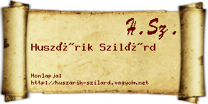 Huszárik Szilárd névjegykártya